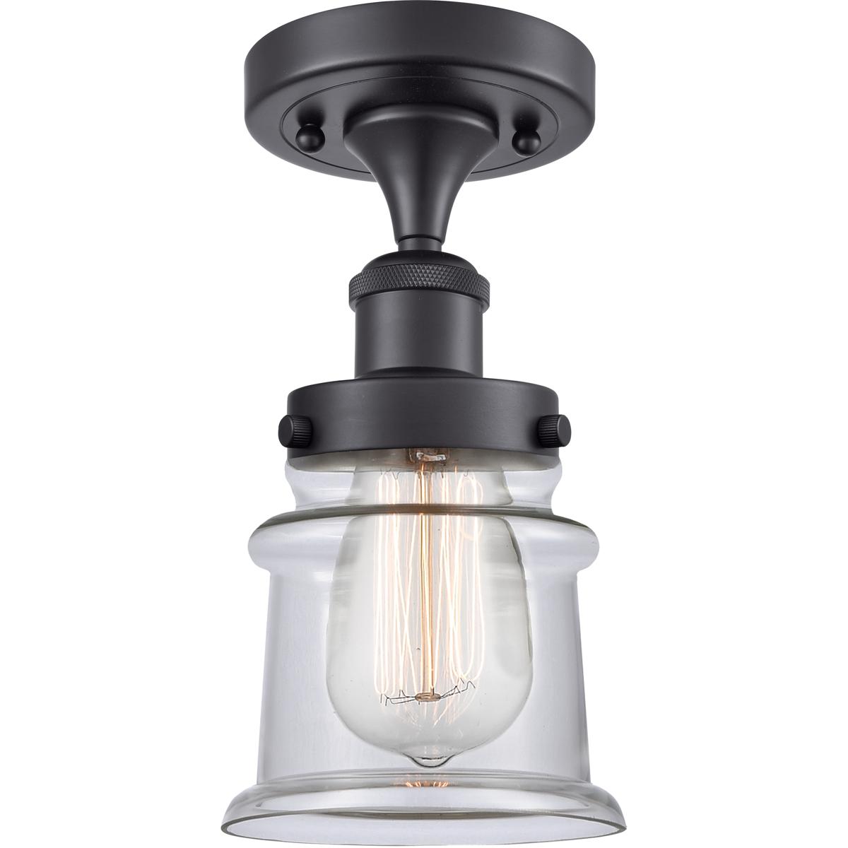 Innovations Lighting 616-1F-BK-G182S Edison Canton 1 Light 5.25 inch Matte Black Semi-Flush Mount Ceiling Light in Clear Glass, 2.05 lb