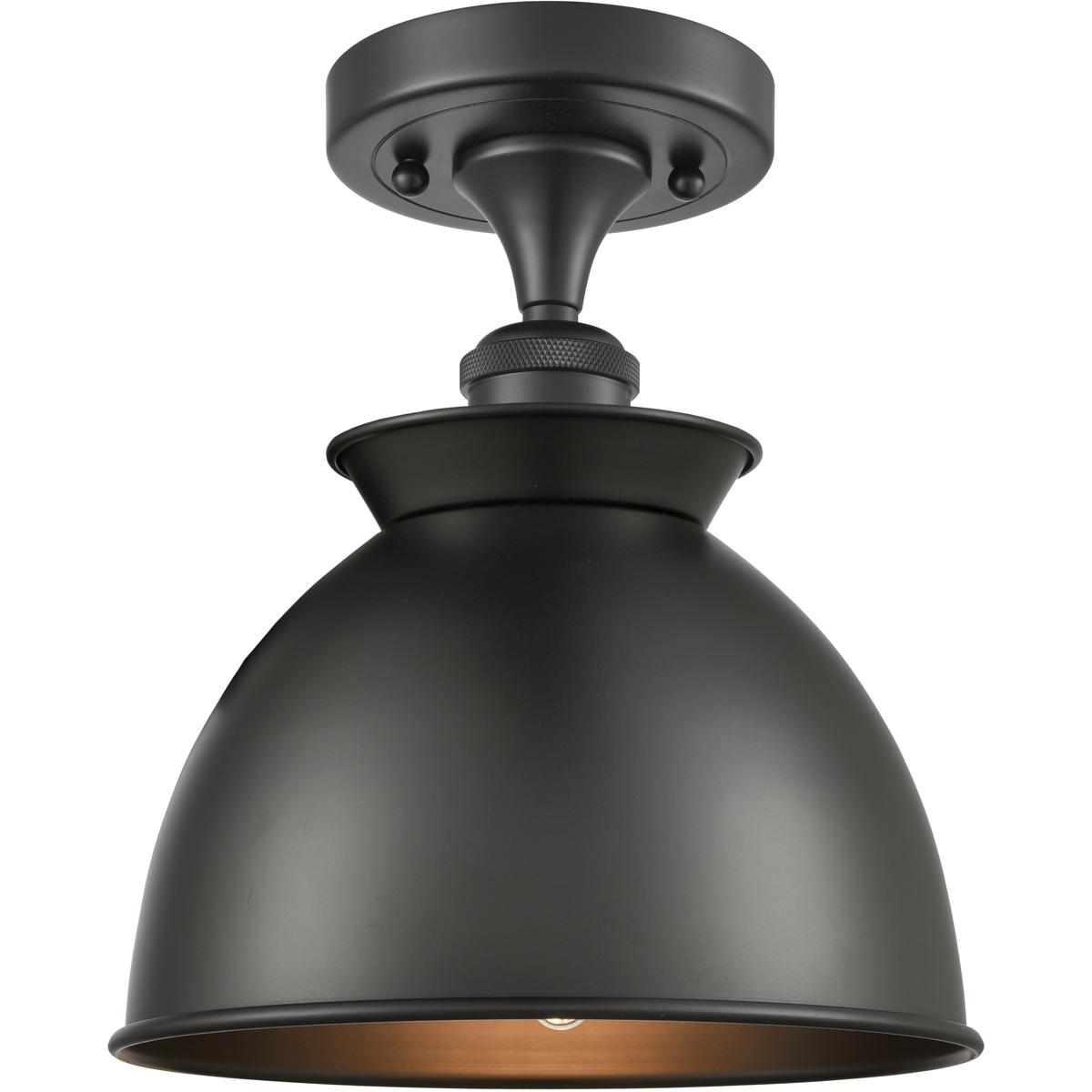 Innovations Lighting Bruno Marashlian Adirondack 8 Inch 1 Light Semi Flush Mount Adirondack - 616-1F-BK-M14-BK - Transitional