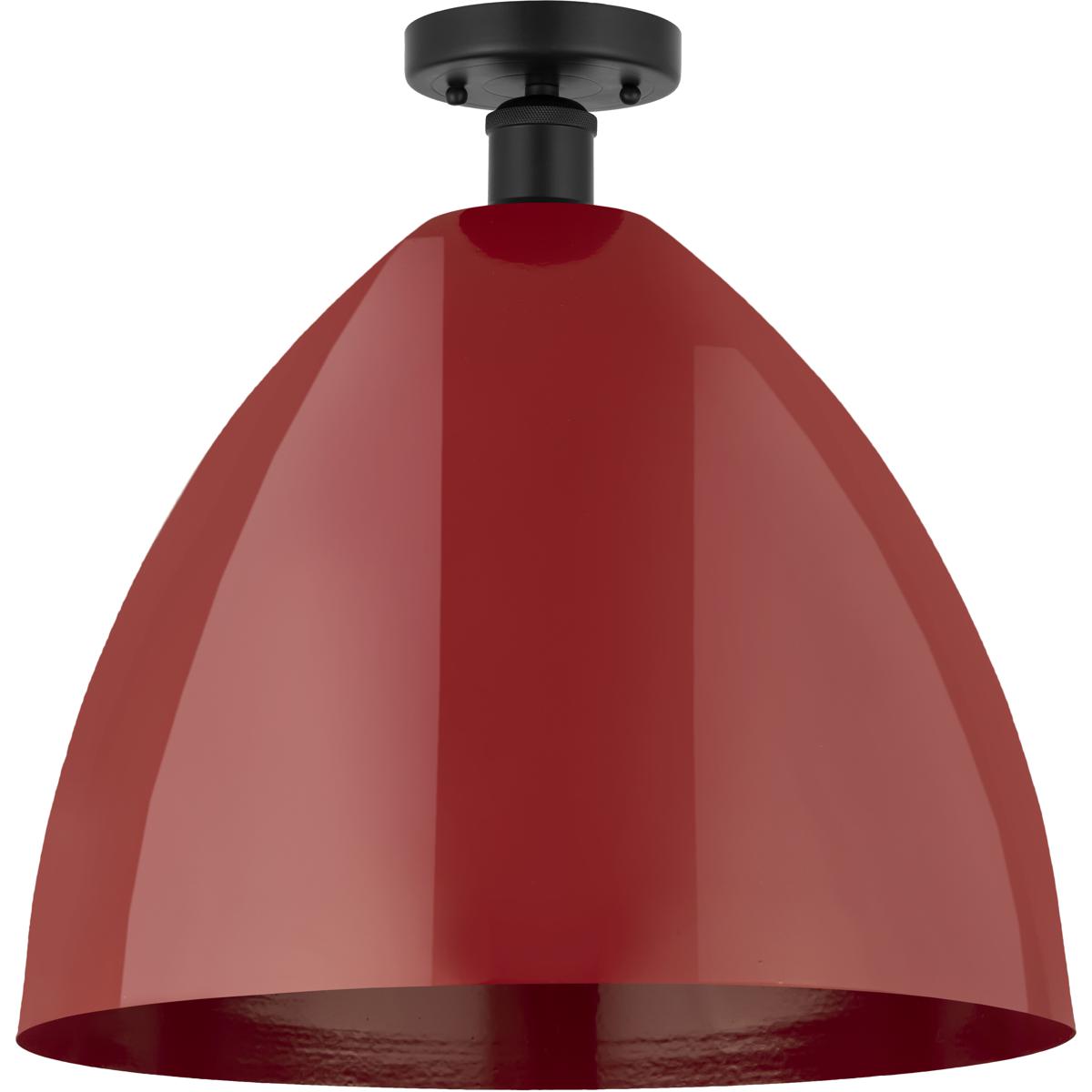 Innovations Lighting 616-1F-BK-MBD-16-RD Edison Plymouth Dome 1 Light 16 inch Matte Black Semi-Flush Mount Ceiling Light in Red