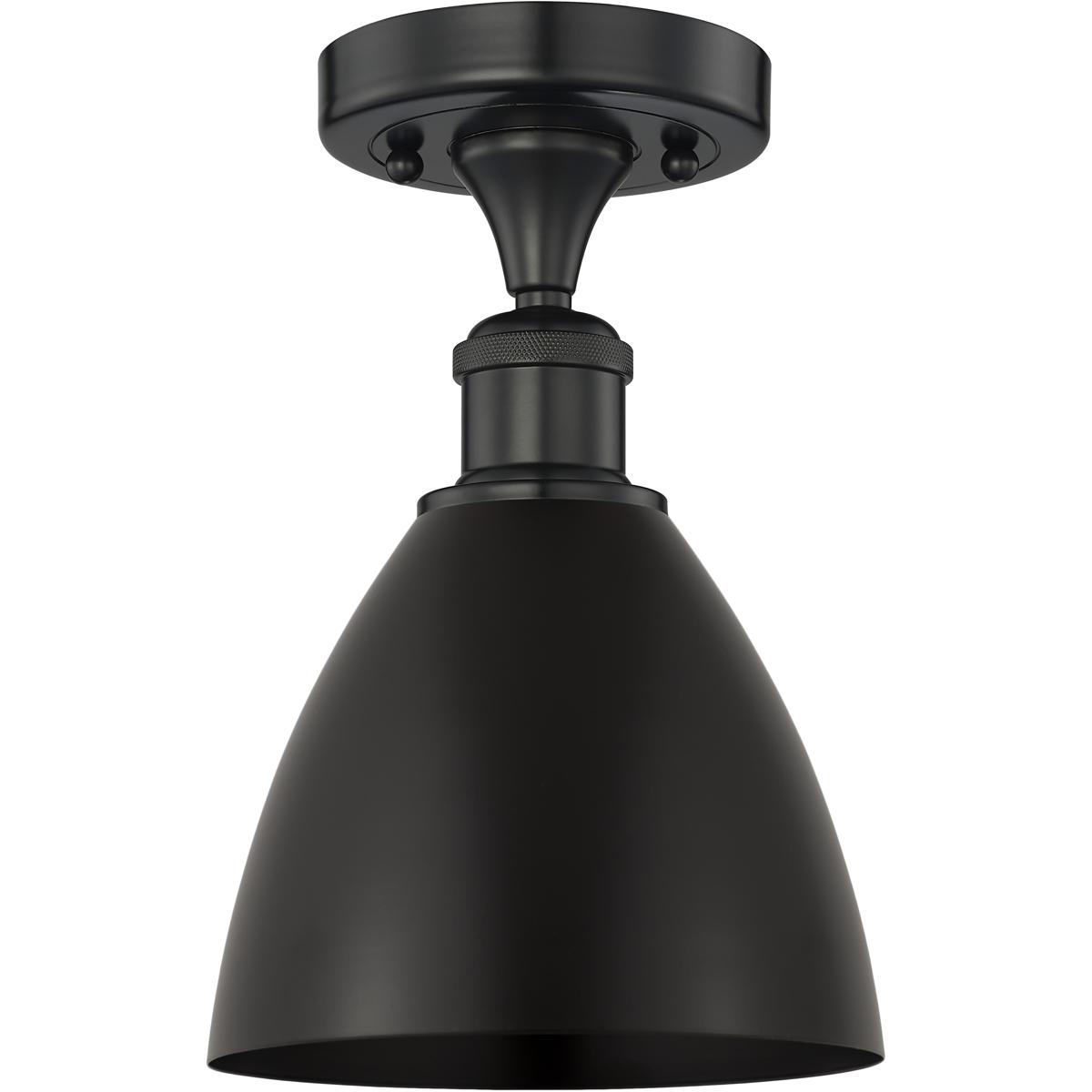 Innovations Lighting 616-1F-BK-MBD-75-BK Edison Metal Bristol 1 Light 8 inch Matte Black Semi-Flush Mount Ceiling Light