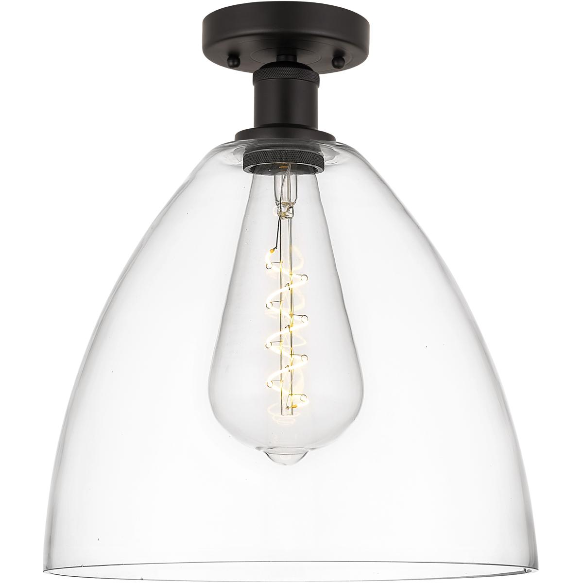 Innovations Lighting 616-1F-OB-GBD-122 Edison Bristol Glass 1 Light 12 inch Oil Rubbed Bronze Semi-Flush Mount Ceiling Light in Clear Glass
