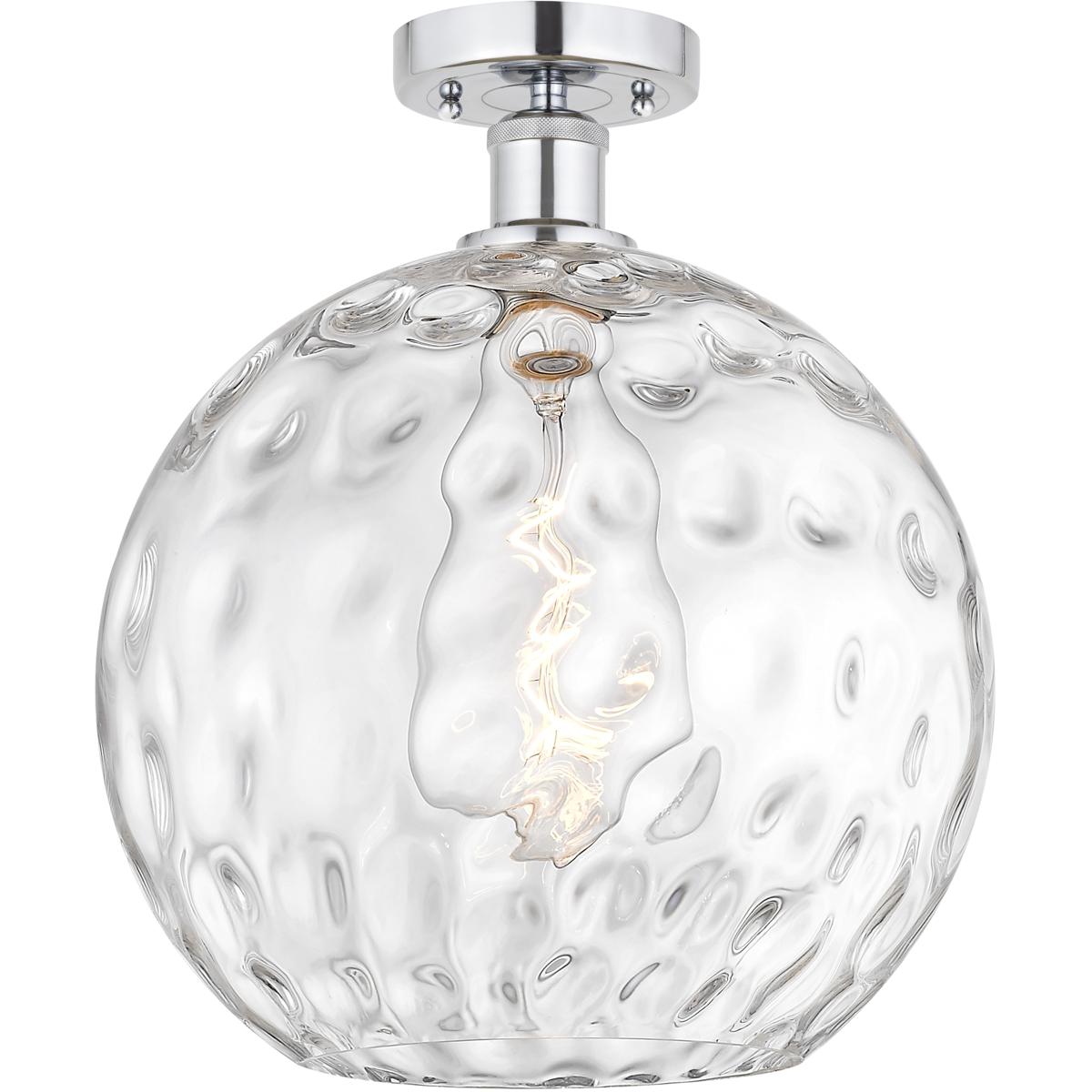 Innovations Lighting 616-1F-SN-G1215-12 Edison Athens Water Glass 1 Light 12 inch Brushed Satin Nickel Semi-Flush Mount Ceiling Light