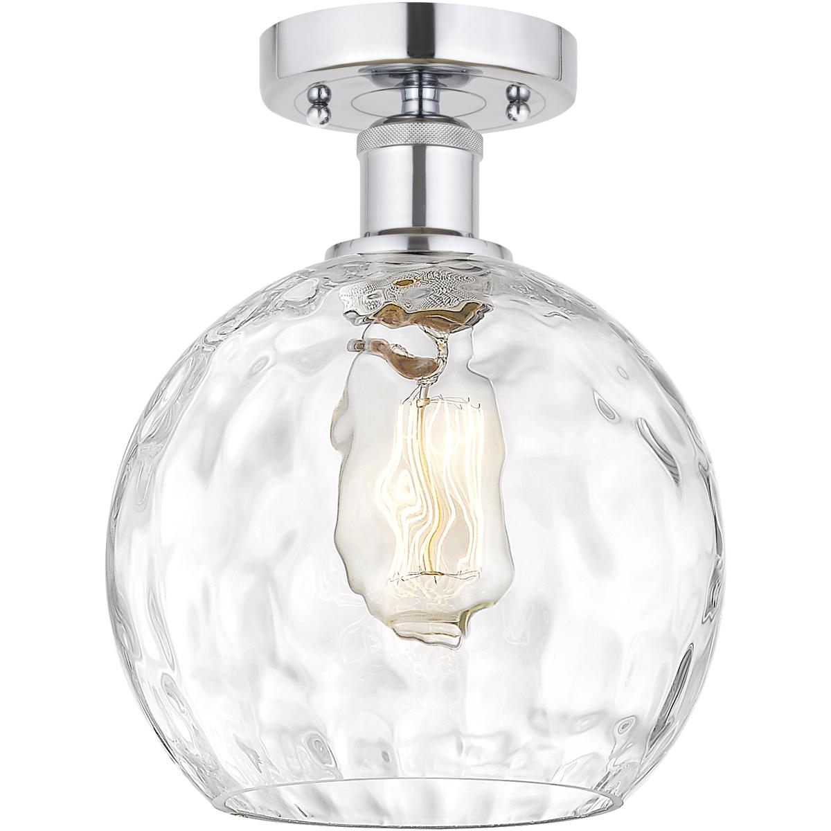 Innovations Lighting 616-1F-SN-G1215-8 Edison Athens Water Glass 1 Light 8 inch Brushed Satin Nickel Semi-Flush Mount Ceiling Light