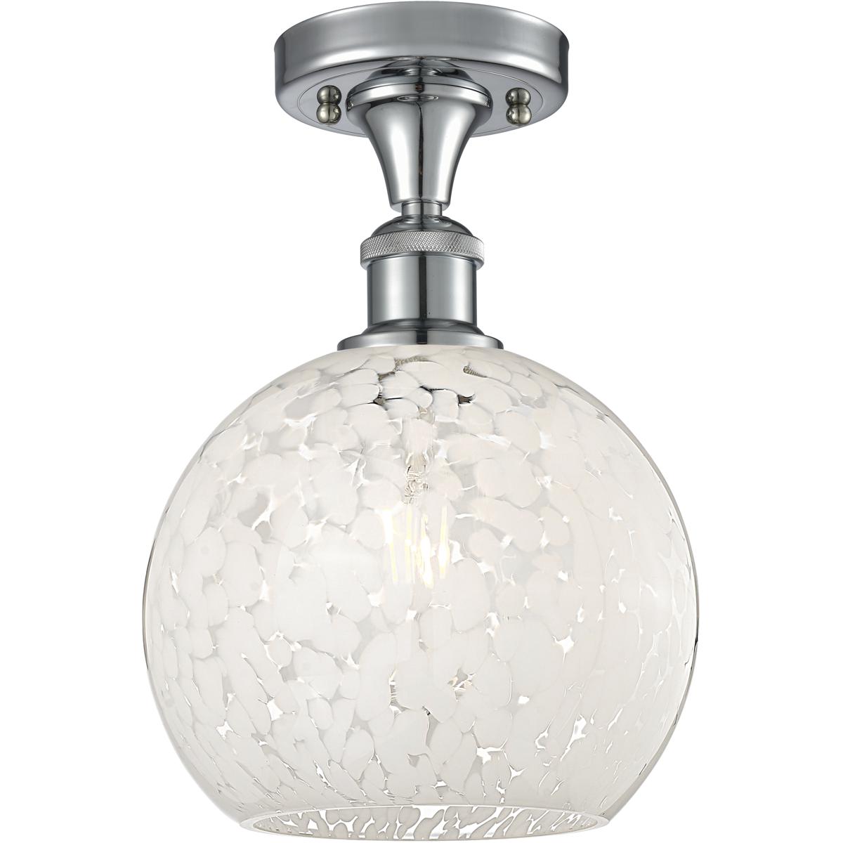 Innovations Lighting 616-1F-PC-G1216-8WM Edison White Mouchette 1 Light 8 inch Polished Chrome Semi-Flush Mount Ceiling Light