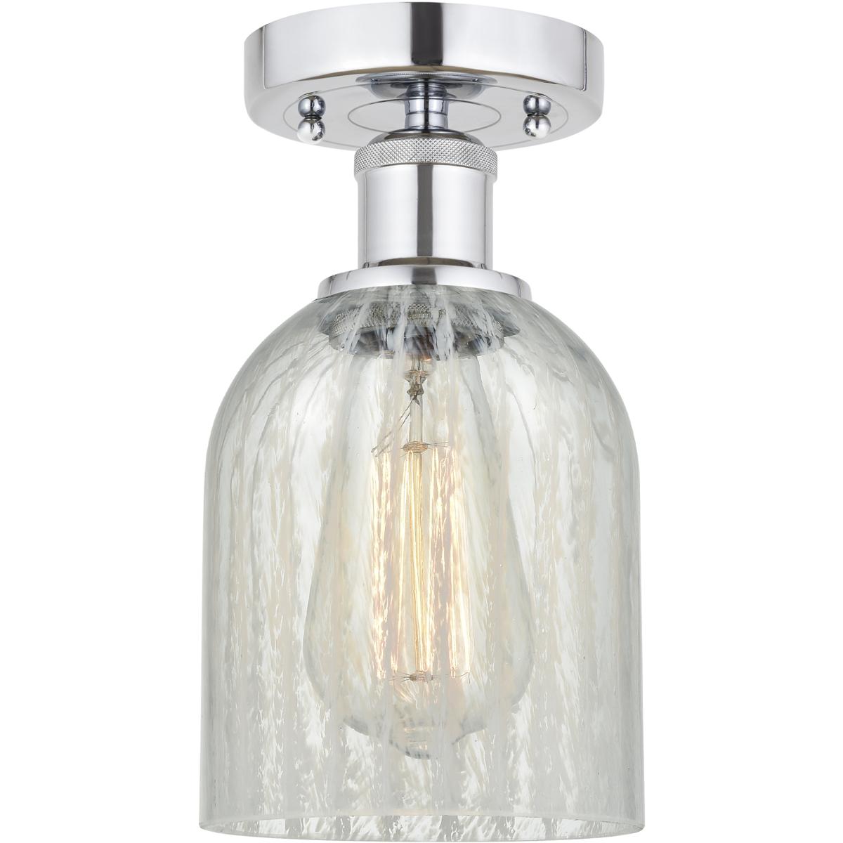 Innovations Lighting 616-1F-PC-G2511 Edison Caledonia 1 Light 5 inch Polished Chrome Semi-Flush Mount Ceiling Light in Mouchette Glass