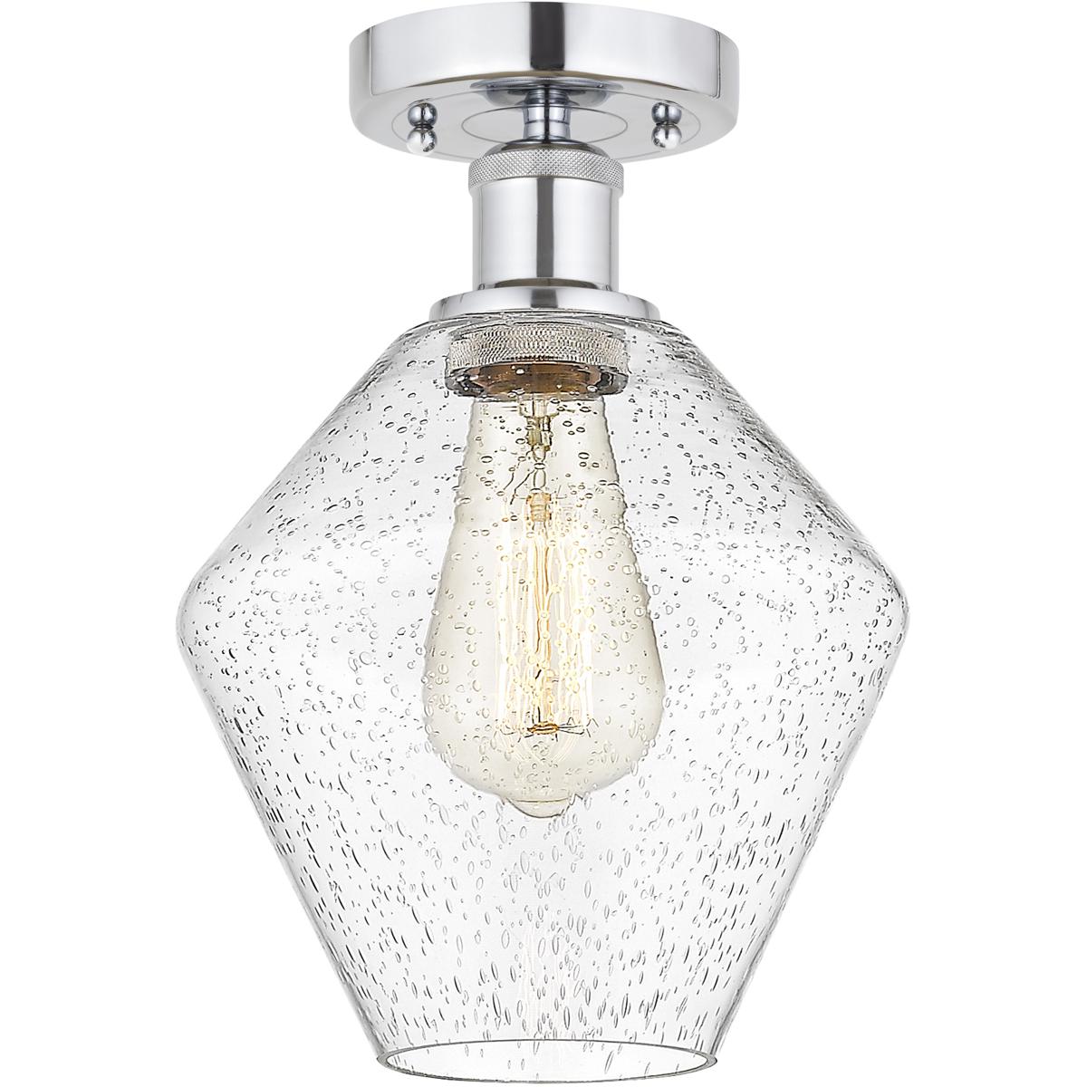 Innovations Lighting 616-1F-SN-G654-12 Edison Cindyrella 1 Light 12 inch Brushed Satin Nickel Semi-Flush Mount Ceiling Light in Seedy Glass