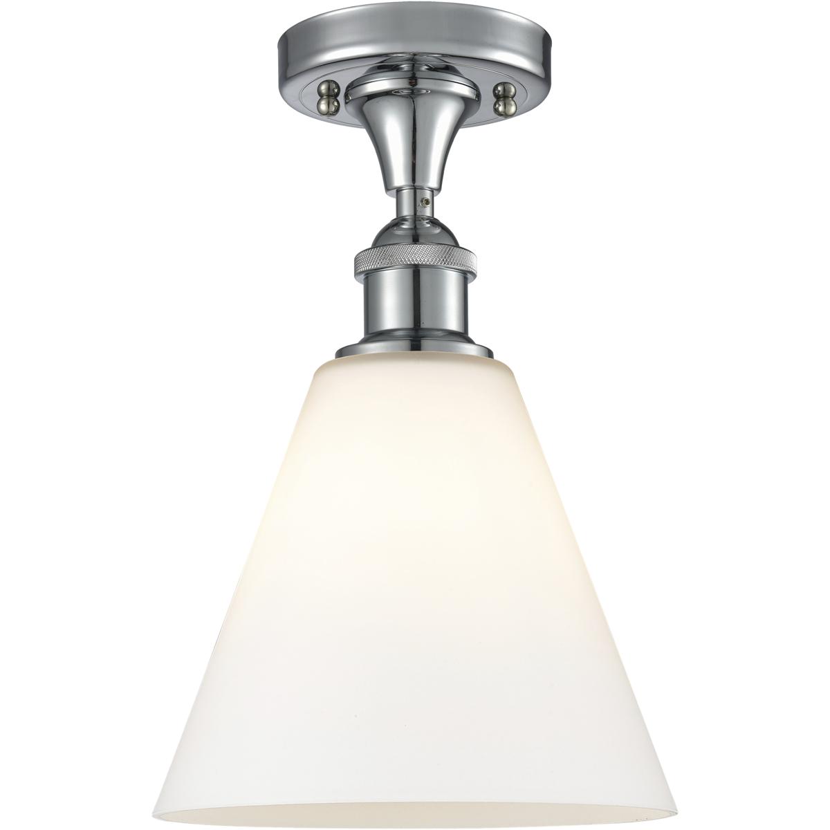 Innovations Lighting 616-1F-PC-GBC-81 Edison Berkshire 1 Light 8 inch Polished Chrome Semi-Flush Mount Ceiling Light in Matte White Glass