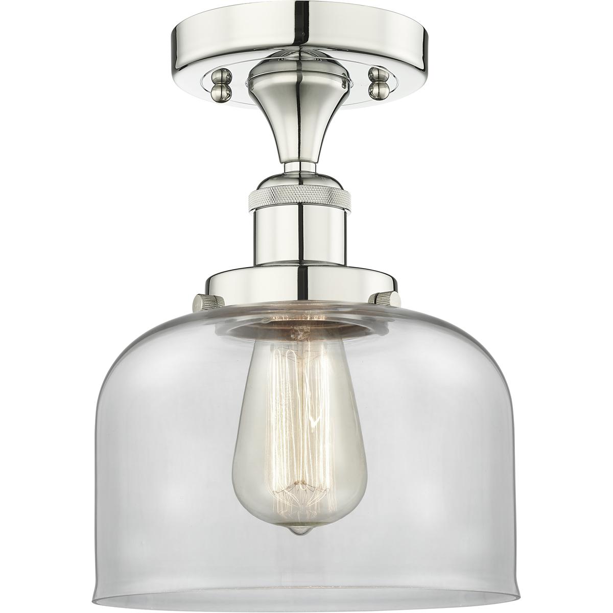 Innovations Lighting 616-1F-PN-G72 Bell 1 Light 7.75 inch Polished Nickel Semi-Flush Mount Ceiling Light