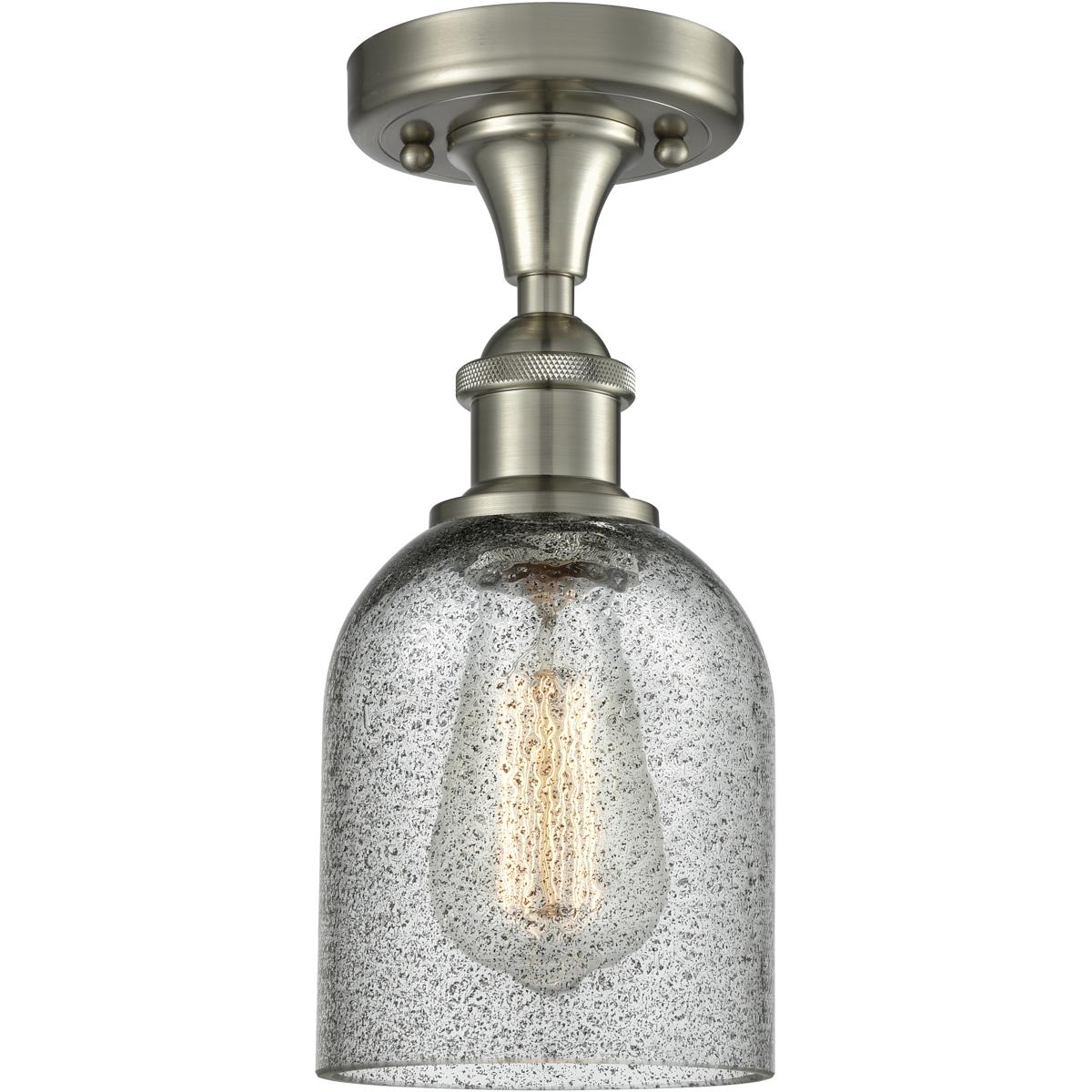 Innovations Lighting 616-1F-SN-G257 Edison Caledonia 1 Light 5 inch Brushed Satin Nickel Semi-Flush Mount Ceiling Light in Charcoal Glass