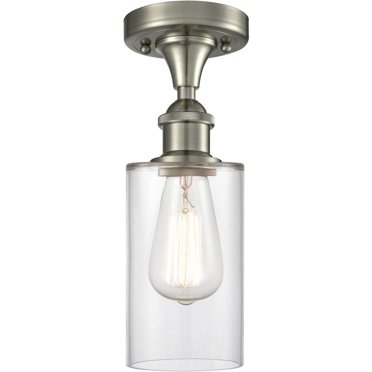 Innovations Lighting 616-1F-SN-G802 Edison Clymer 1 Light 3.88 inch Brushed Satin Nickel Semi-Flush Mount Ceiling Light in Clear Glass