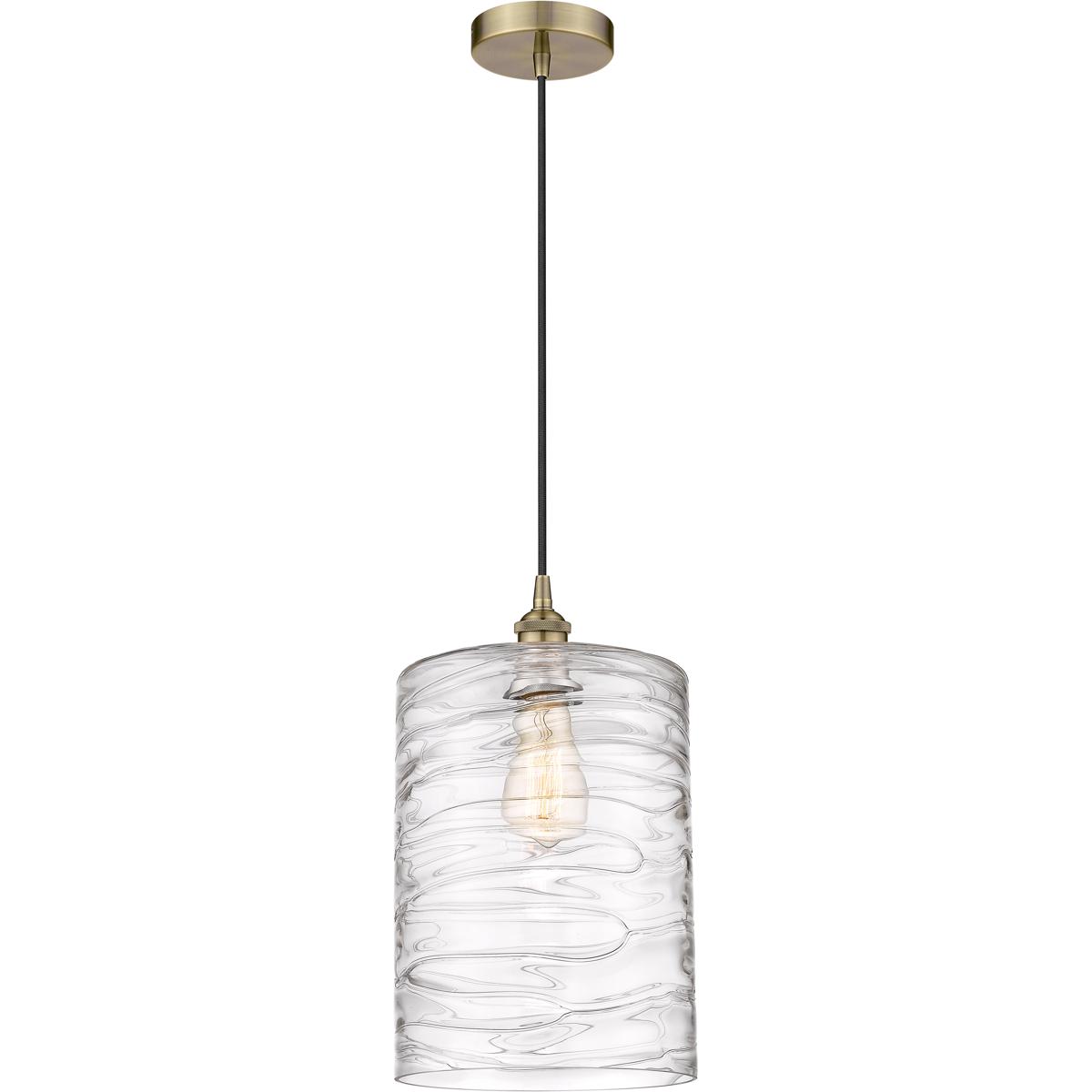 Innovations Lighting 616-1P-AB-G1113-L Ballston Cobbleskill 1 Light 9 inch Antique Brass Mini Pendant Ceiling Light in Deco Swirl Glass