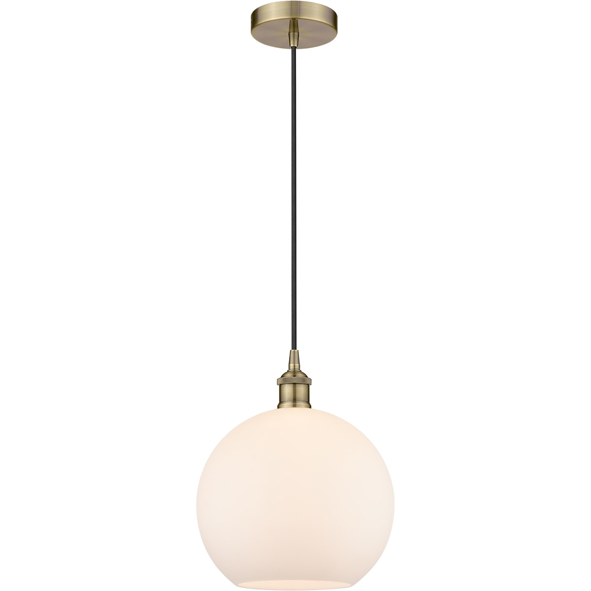 Innovations Lighting 616-1P-AB-G121-10-LED Edison Athens LED 10 inch Antique Brass Mini Pendant Ceiling Light in Matte White Glass