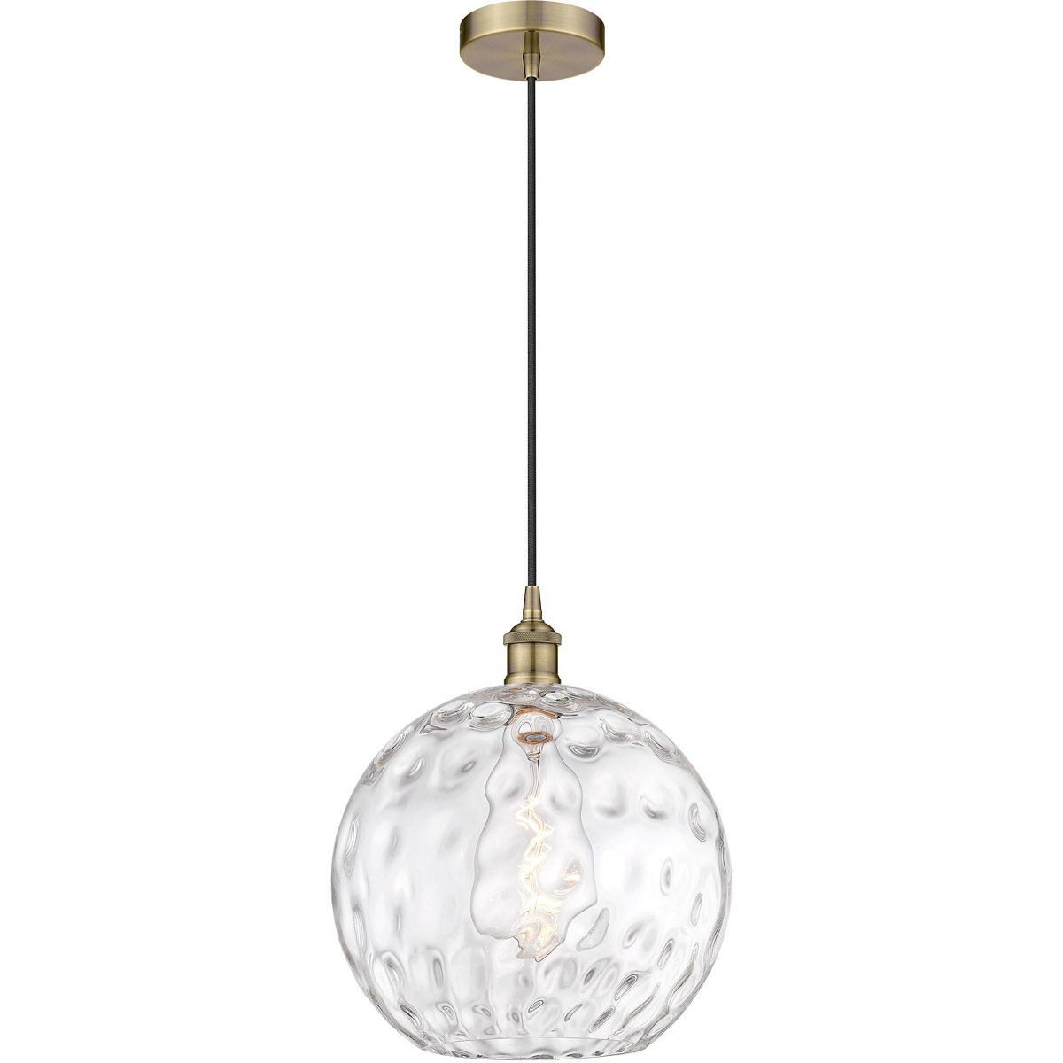 Innovations Lighting 616-1P-AB-G1215-12-LED Edison Athens Water Glass LED 12 inch Antique Brass Mini Pendant Ceiling Light