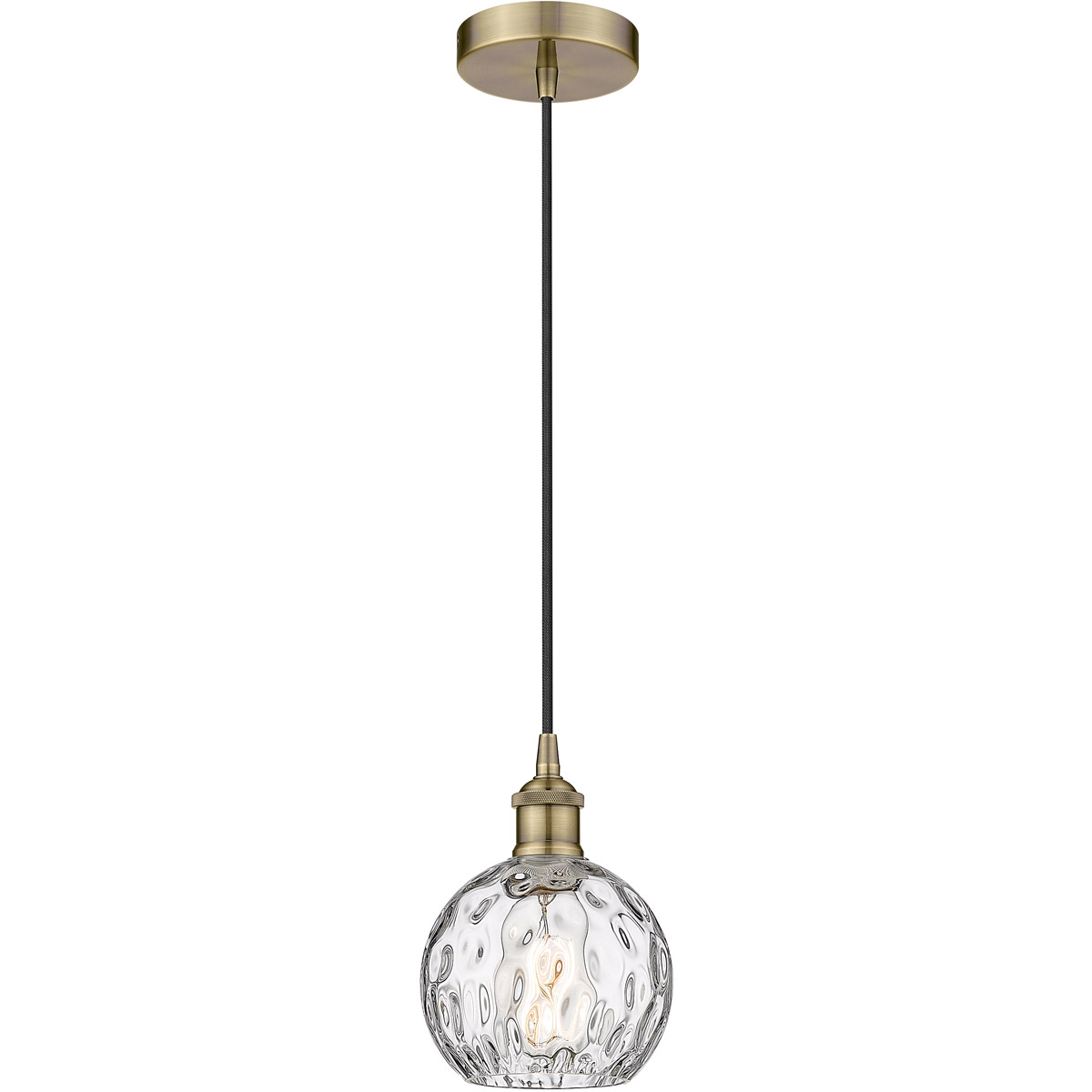 Innovations Lighting 616-1P-AB-G1215-6 Edison Athens Water Glass 1 Light 6 inch Antique Brass Mini Pendant Ceiling Light