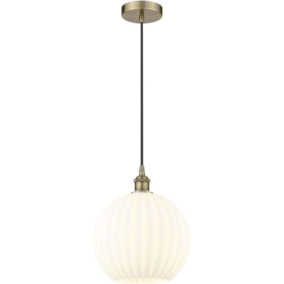 Innovations Lighting 616-1P-AB-G1217-12WV Edison White Venetian 1 Light 12 inch Antique Brass Cord Hung Pendant Ceiling Light