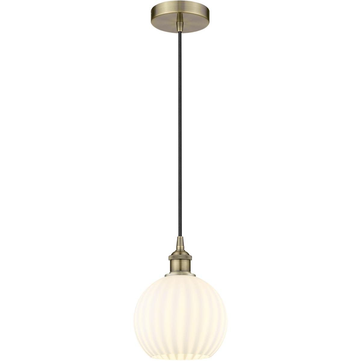 Innovations Lighting Bruno Marashlian White Venetian 8 Inch Mini Pendant White Venetian - 616-1P-AB-G1217-8WV - Modern Contemporary