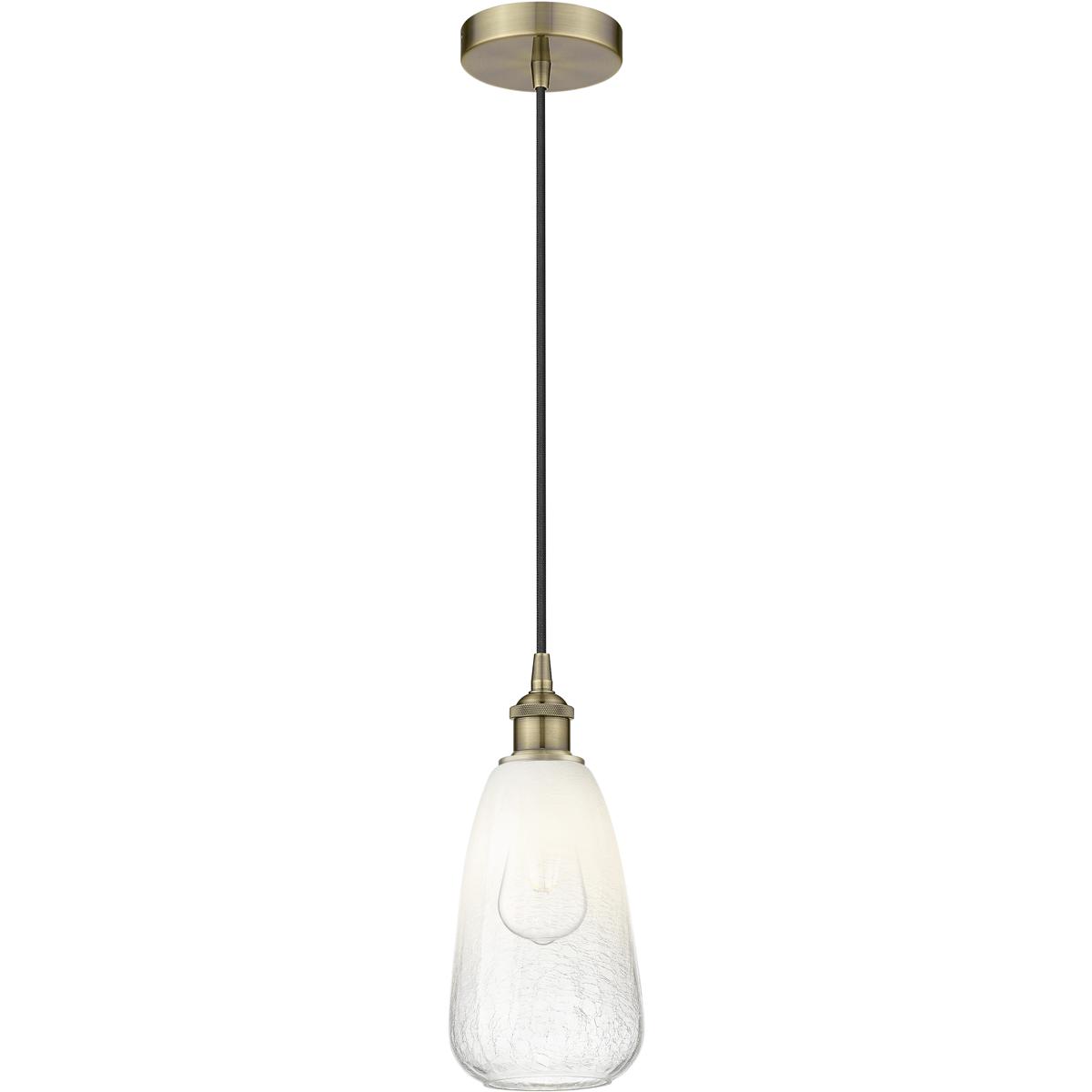 Innovations Lighting 616-1P-AB-G480-6OP Edison Brookhaven Almond 1 Light 6 inch Antique Brass Mini Pendant Ceiling Light in Opal Glass