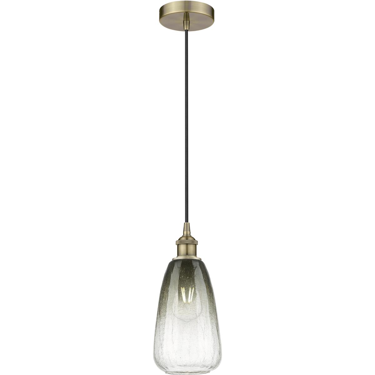 Innovations Lighting 616-1P-AB-G480-6SL Edison Brookhaven Almond 1 Light 6 inch Antique Brass Mini Pendant Ceiling Light in Slate Glass