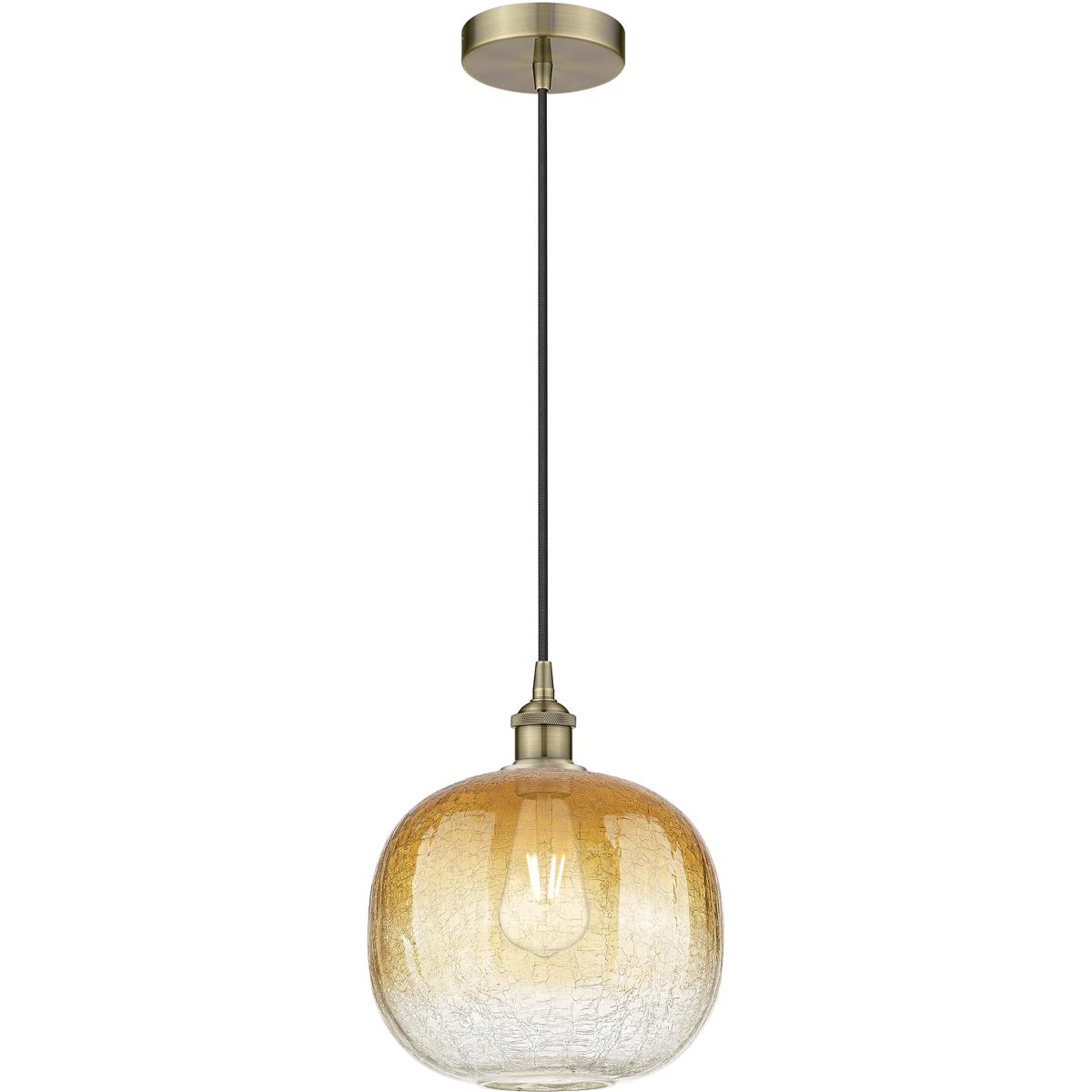 Innovations Lighting 616-1P-AB-G481-10AM Edison Brookhaven Sphere 1 Light 10.5 inch Antique Brass Mini Pendant Ceiling Light in Amber Glass