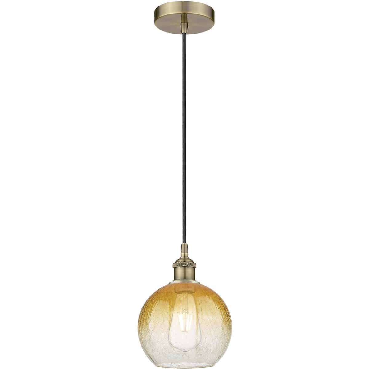 Innovations Lighting 616-1P-AB-G483-8AM Edison Brookhaven Globe 1 Light 7.88 inch Antique Brass Mini Pendant Ceiling Light in Amber Glass