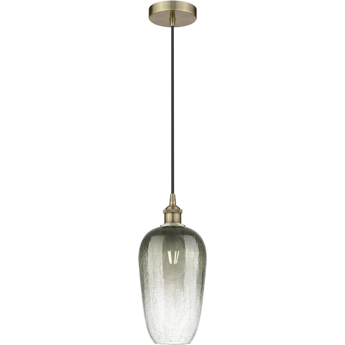 Innovations Lighting 616-1P-AB-G484-7SL Edison Brookhaven Flute 1 Light 7 inch Antique Brass Mini Pendant Ceiling Light in Slate Glass