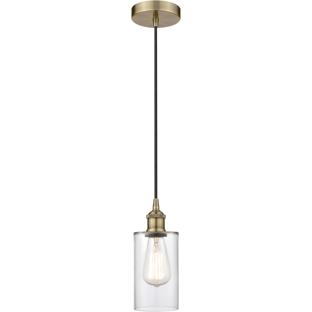 Innovations Lighting 616-1P-AB-G802-LED Edison Clymer LED 4 inch Antique Brass Mini Pendant Ceiling Light