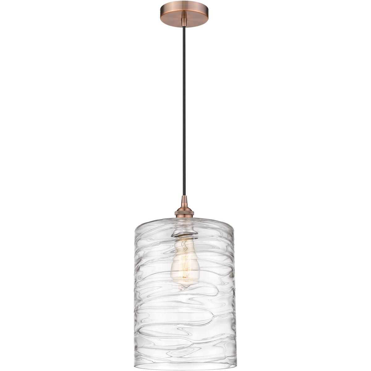 Innovations Lighting 616-1P-AC-G1113-L Ballston Cobbleskill 1 Light 9 inch Antique Copper Mini Pendant Ceiling Light in Deco Swirl Glass
