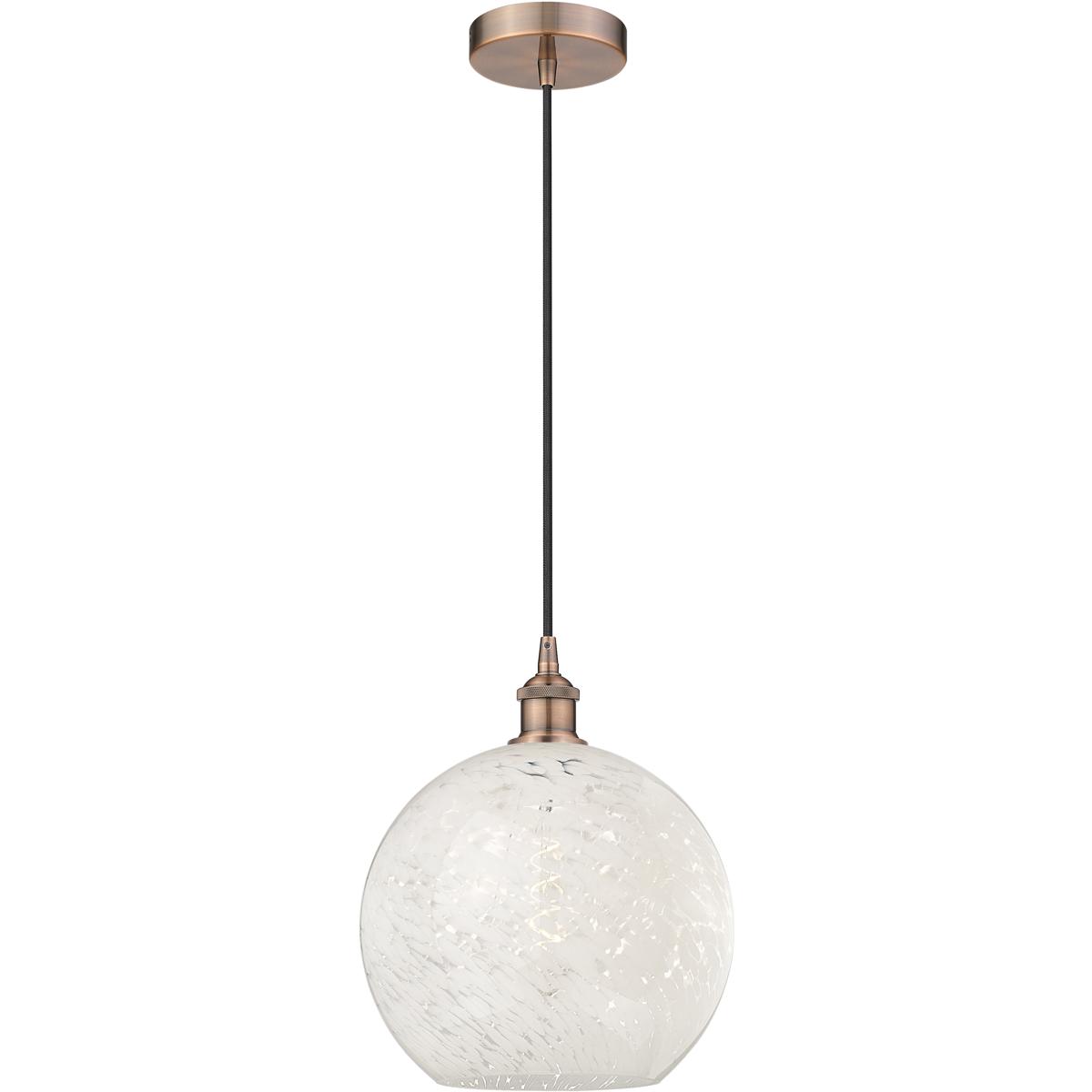 Innovations Lighting 616-1P-AC-G1216-12WM Edison White Mouchette 1 Light 12 inch Antique Copper Cord Hung Pendant Ceiling Light