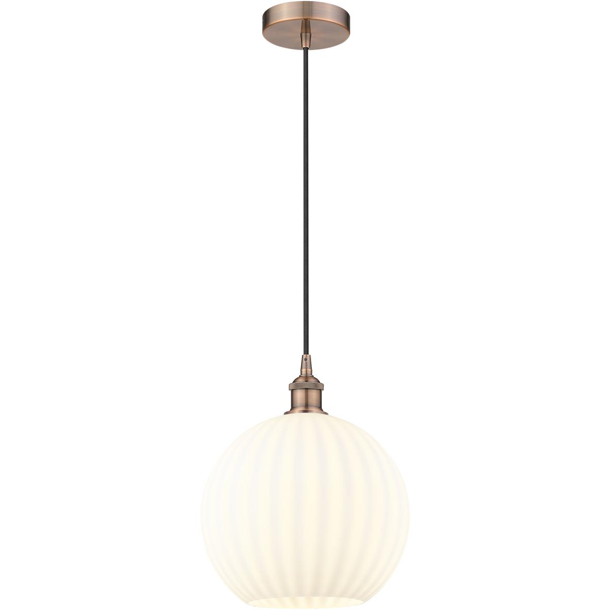 Innovations Lighting 616-1P-AC-G1217-12WV Edison White Venetian 1 Light 12 inch Antique Copper Cord Hung Pendant Ceiling Light