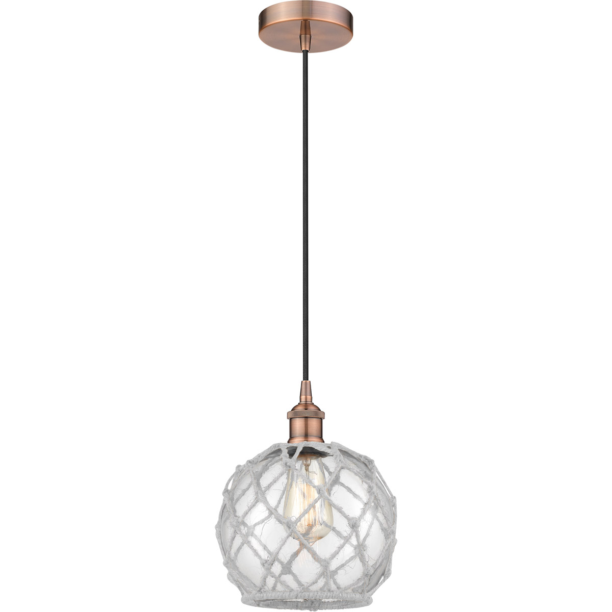 Innovations Lighting Bruno Marashlian Farmhouse Rope 8 Inch Mini Pendant Farmhouse Rope - 616-1P-AC-G122-8RW-LED - Farmhouse