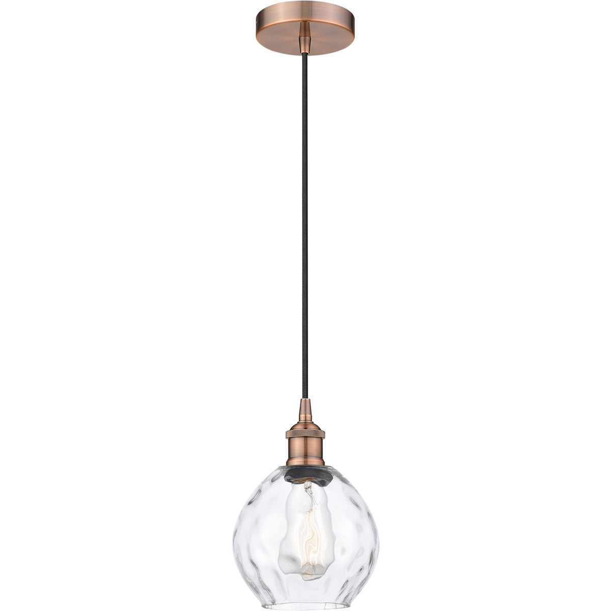 Innovations Lighting 616-1P-AC-G362-LED Edison Waverly LED 6 inch Antique Copper Mini Pendant Ceiling Light