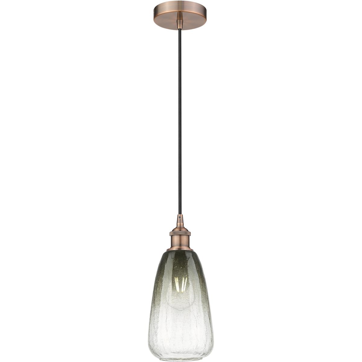 Innovations Lighting 616-1P-AC-G480-6SL Edison Brookhaven Almond 1 Light 6 inch Antique Copper Mini Pendant Ceiling Light in Slate Glass