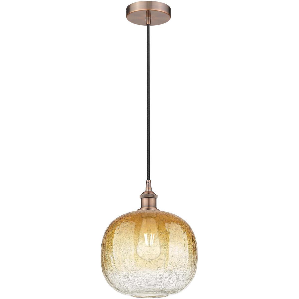 Innovations Lighting 616-1P-AC-G481-10AM Edison Brookhaven Sphere 1 Light 10.5 inch Antique Copper Mini Pendant Ceiling Light in Amber Glass