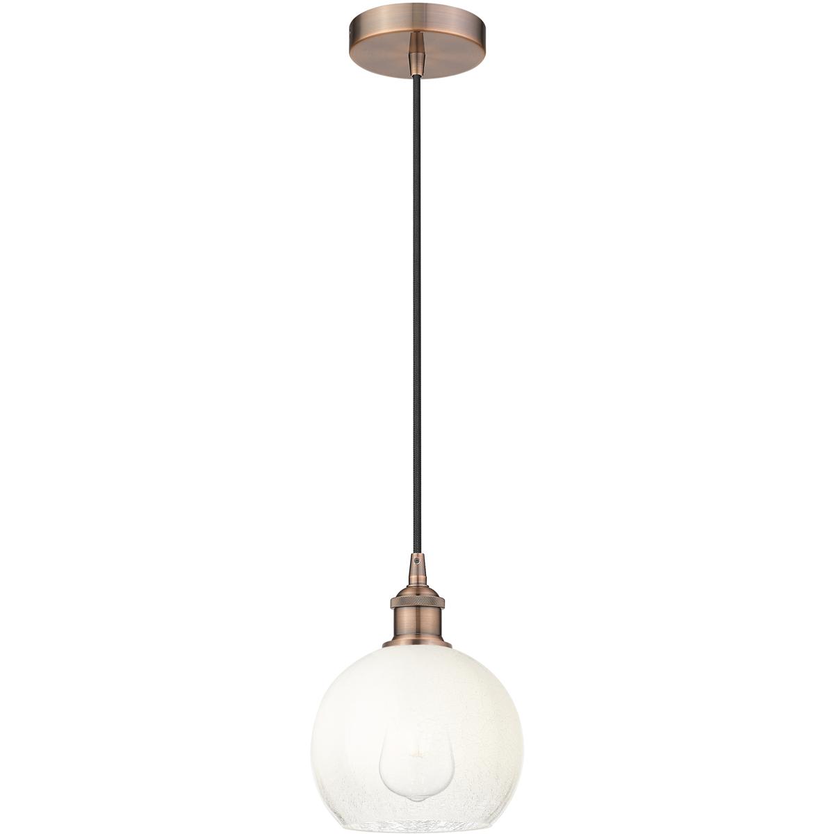 Innovations Lighting 616-1P-AC-G483-8OP Edison Brookhaven Globe 1 Light 7.88 inch Antique Copper Mini Pendant Ceiling Light in Opal Glass
