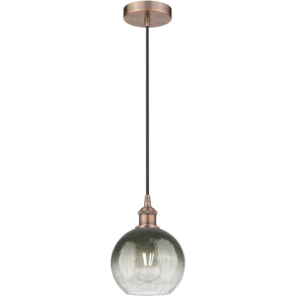 Innovations Lighting 616-1P-AC-G483-8SL Edison Brookhaven Globe 1 Light 7.88 inch Antique Copper Mini Pendant Ceiling Light in Slate Glass