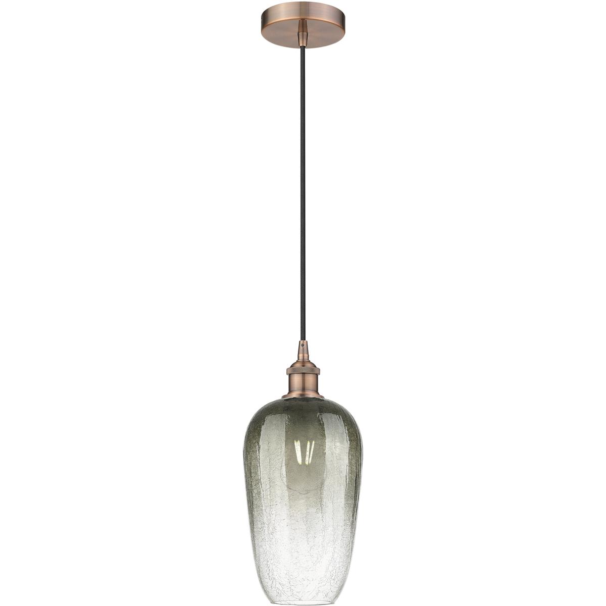 Innovations Lighting 616-1P-AC-G484-7SL Edison Brookhaven Flute 1 Light 7 inch Antique Copper Mini Pendant Ceiling Light in Slate Glass