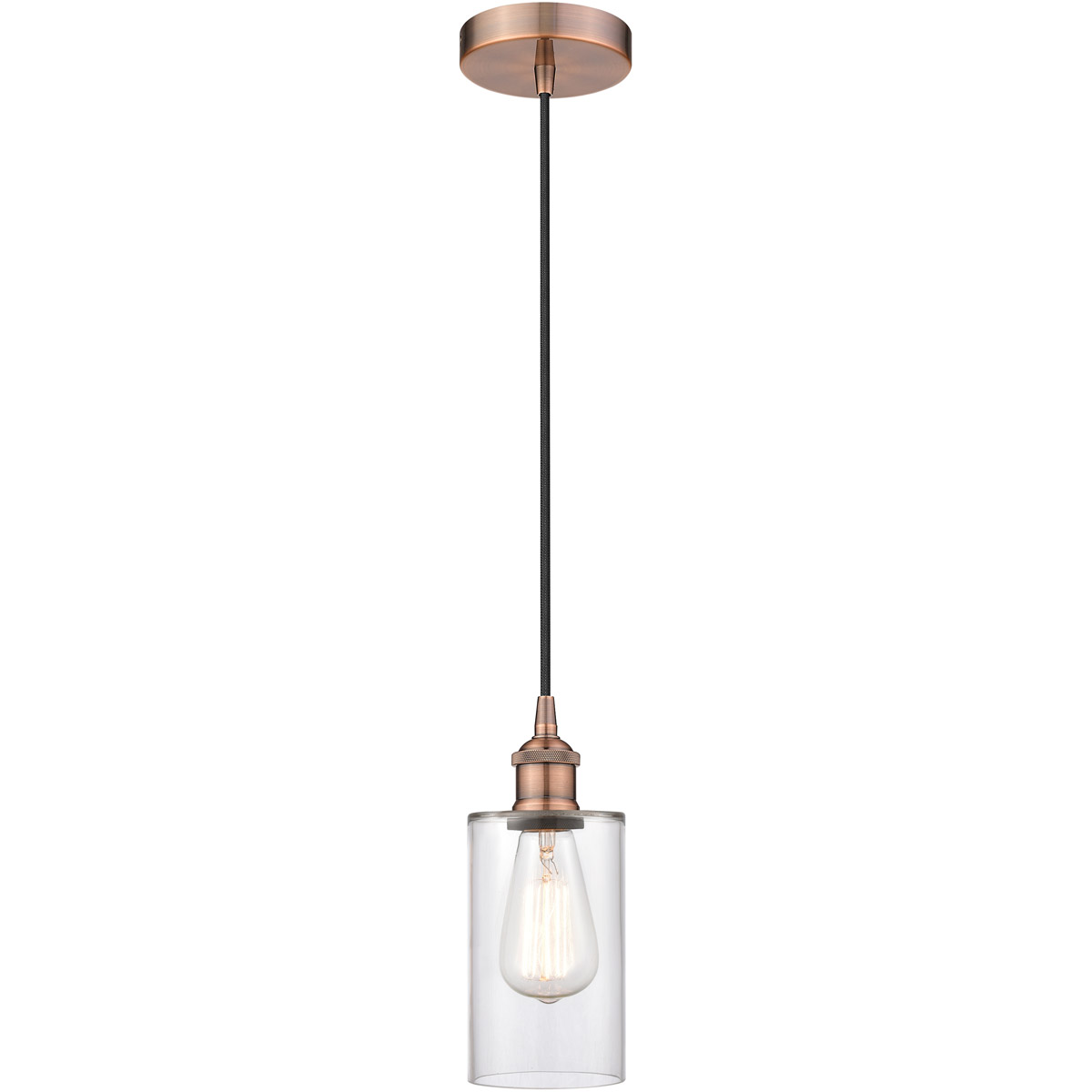 Innovations Lighting 616-1P-AC-G802-LED Edison Clymer LED 4 inch Antique Copper Mini Pendant Ceiling Light