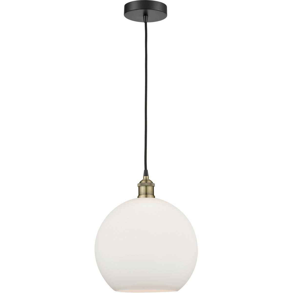 Innovations Lighting 616-1P-BAB-G121-12 Athens 1 Light 11.75 inch Black Antique Brass Mini Pendant Ceiling Light in Matte White Glass