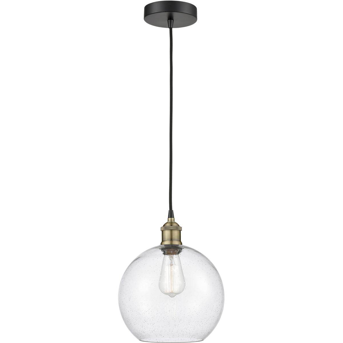 Innovations Lighting 616-1P-BAB-G124-10 Athens 1 Light 10 inch Black Antique Brass Mini Pendant Ceiling Light in Seedy Glass