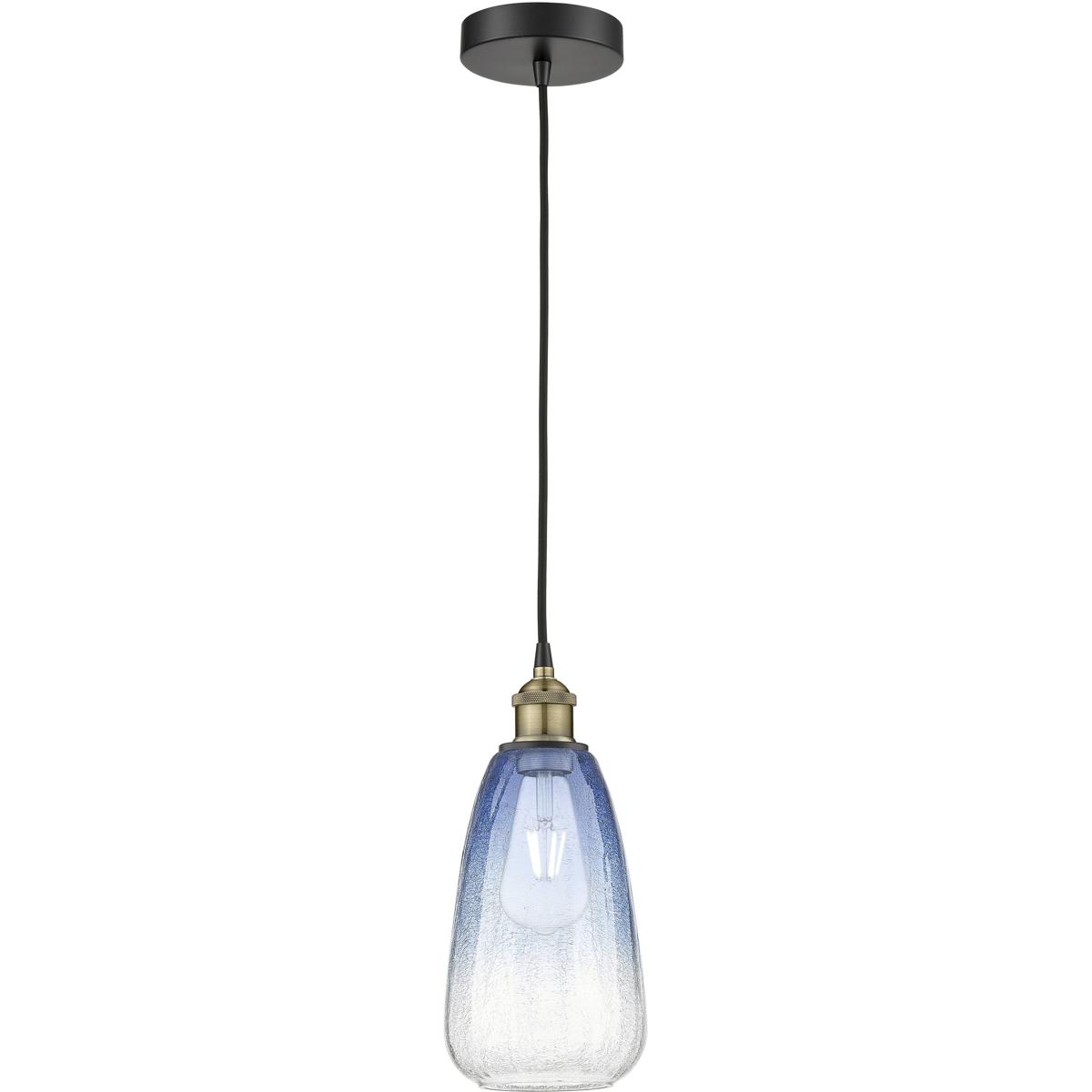 Innovations Lighting 616-1P-BAB-G480-6SB Edison Brookhaven Almond 1 Light 6 inch Black Antique Brass Mini Pendant Ceiling Light in Sapphire Blue Glass