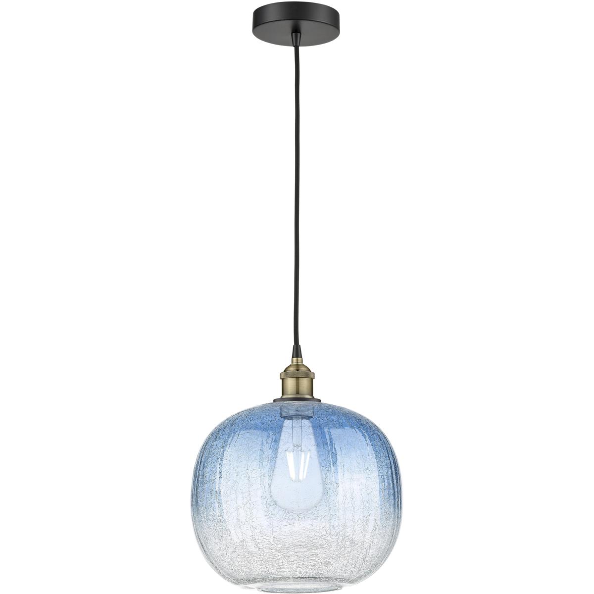 Innovations Lighting 616-1P-BAB-G481-10SB Edison Brookhaven Sphere 1 Light 10.5 inch Black Antique Brass Mini Pendant Ceiling Light in Sapphire Blue G