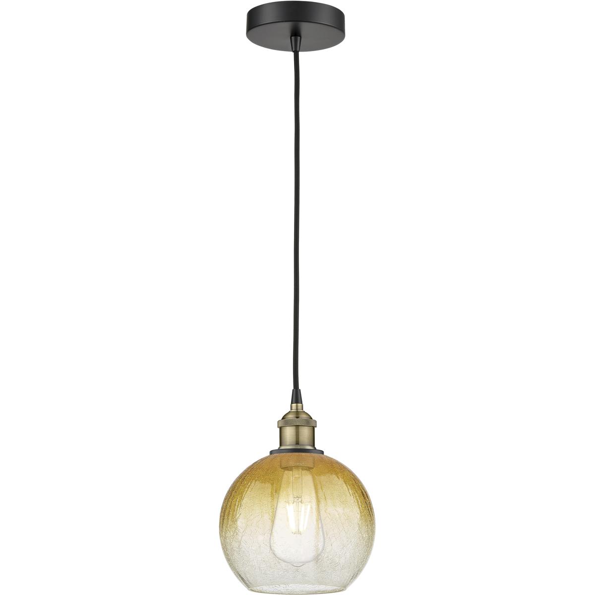 Innovations Lighting 616-1P-BAB-G483-8AM Edison Brookhaven Globe 1 Light 7.88 inch Black Antique Brass Mini Pendant Ceiling Light in Amber Glass