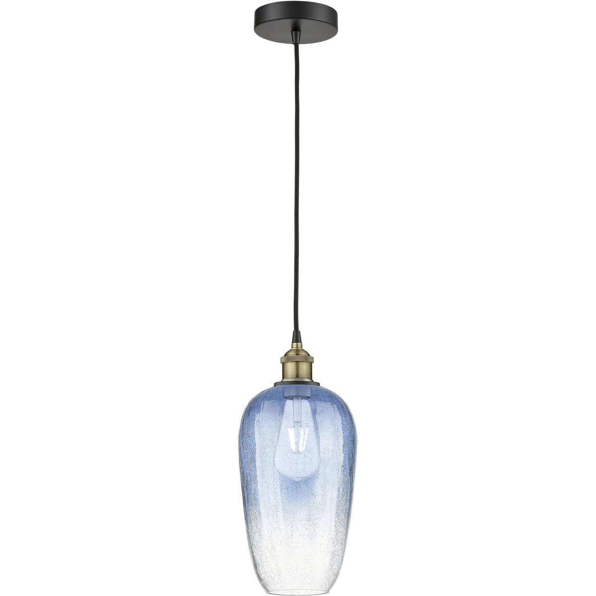 Innovations Lighting 616-1P-BAB-G484-7SB Edison Brookhaven Flute 1 Light 7 inch Black Antique Brass Mini Pendant Ceiling Light in Sapphire Blue Glass
