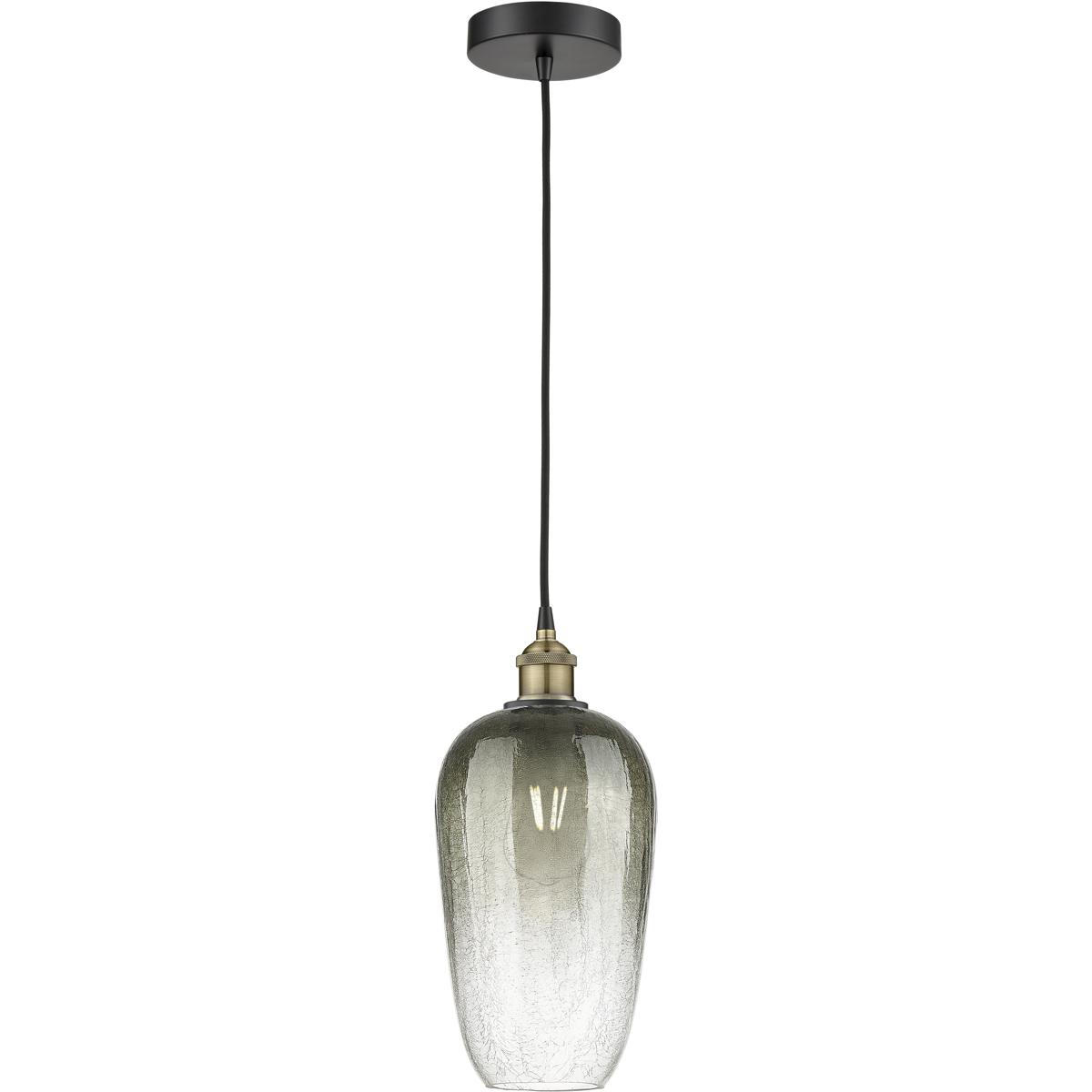 Innovations Lighting 616-1P-BAB-G484-7SL Edison Brookhaven Flute 1 Light 7 inch Black Antique Brass Mini Pendant Ceiling Light in Slate Glass