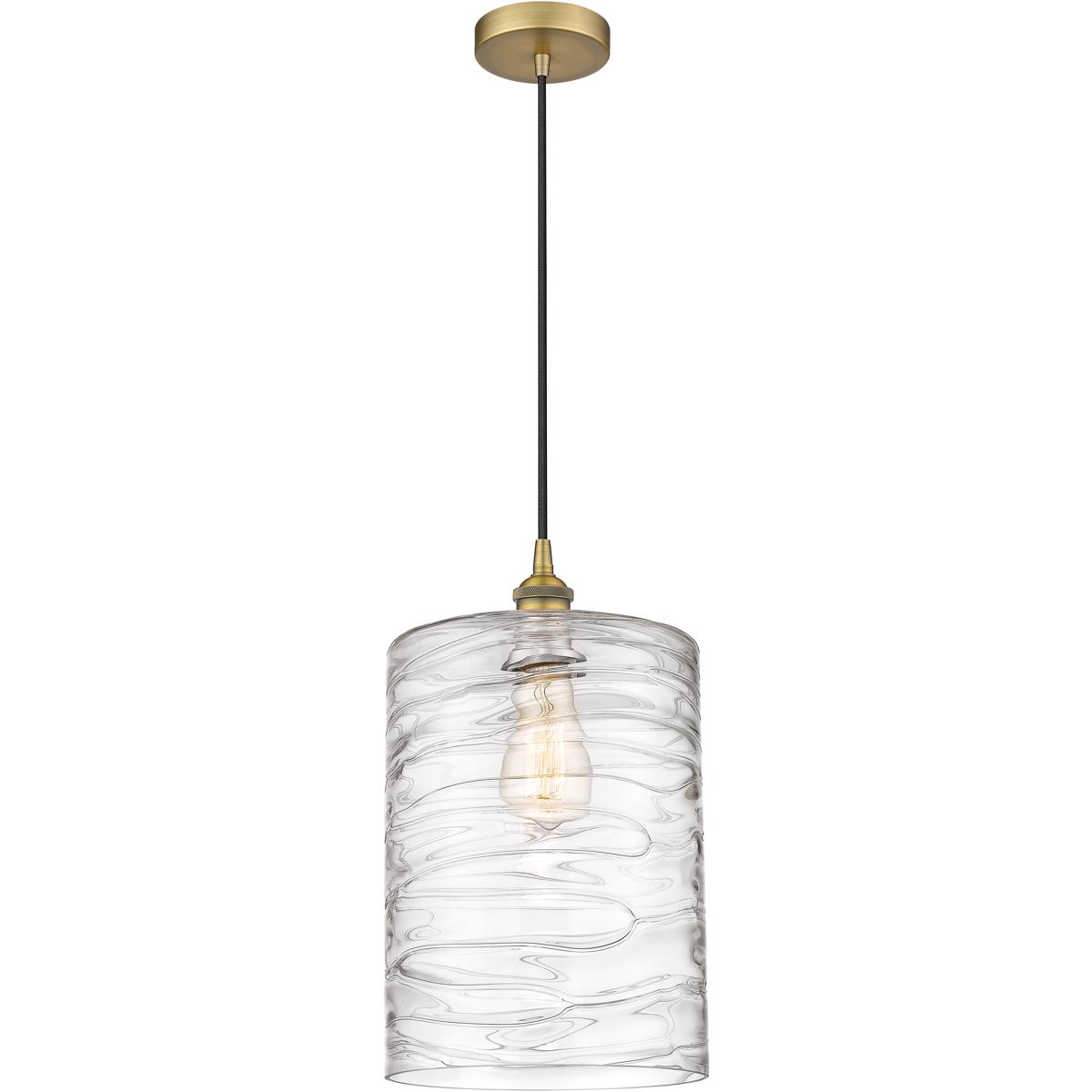 Innovations Lighting 616-1P-BB-G1113-L Ballston Cobbleskill 1 Light 9 inch Brushed Brass Mini Pendant Ceiling Light in Deco Swirl Glass
