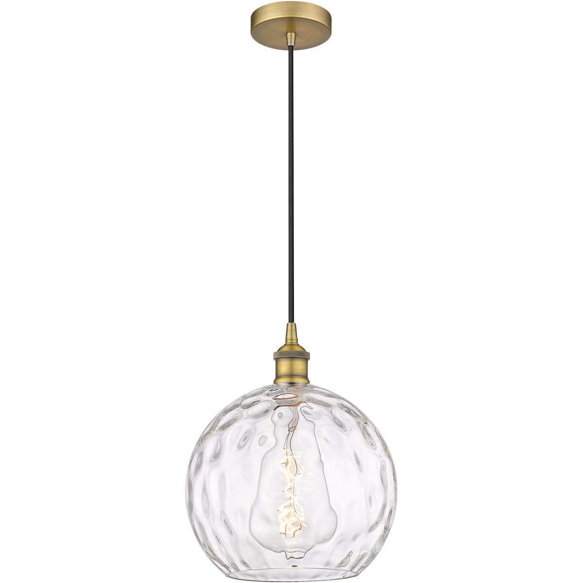 Innovations Lighting 616-1P-BB-G1215-10-LED Edison Athens Water Glass LED 10 inch Brushed Brass Mini Pendant Ceiling Light