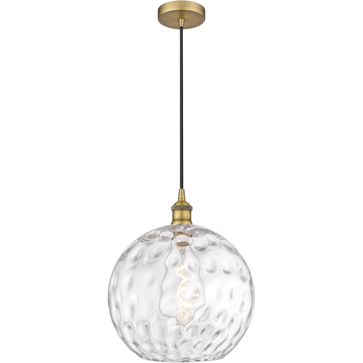 Innovations Lighting 616-1P-BB-G1215-12-LED Edison Athens Water Glass LED 12 inch Brushed Brass Mini Pendant Ceiling Light
