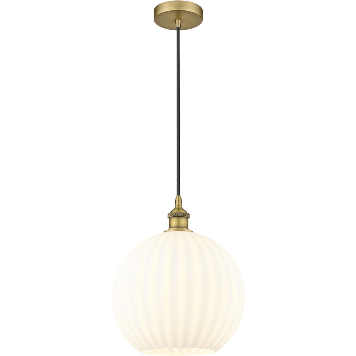 Innovations Lighting 616-1P-BB-G1217-12WV Edison White Venetian 1 Light 12 inch Brushed Brass Cord Hung Pendant Ceiling Light