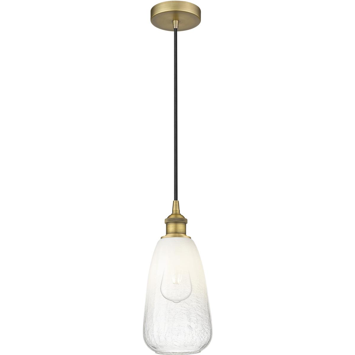 Innovations Lighting 616-1P-BB-G480-6OP Edison Brookhaven Almond 1 Light 6 inch Brushed Brass Mini Pendant Ceiling Light in Opal Glass