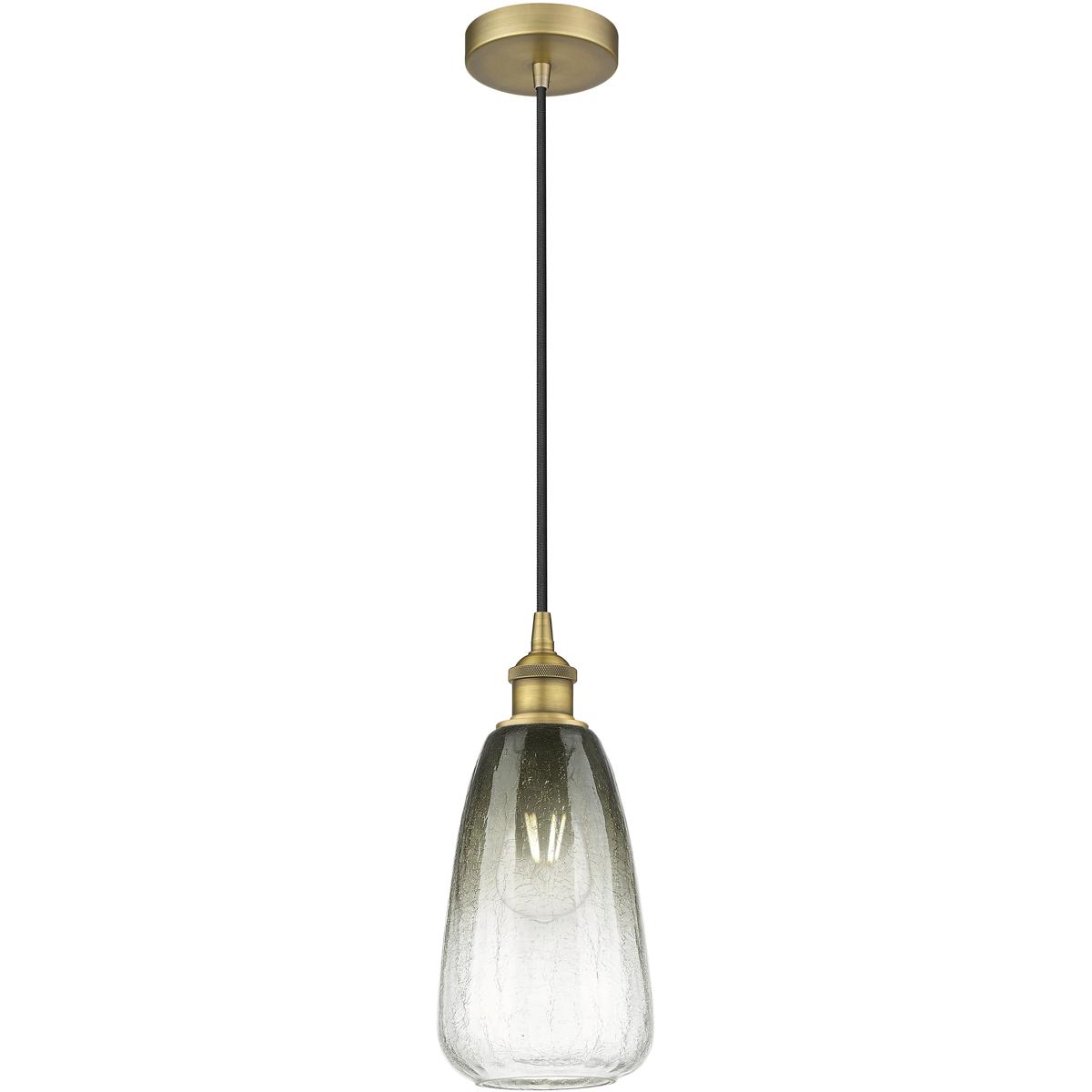 Innovations Lighting 616-1P-BB-G480-6SL Edison Brookhaven Almond 1 Light 6 inch Brushed Brass Mini Pendant Ceiling Light in Slate Glass